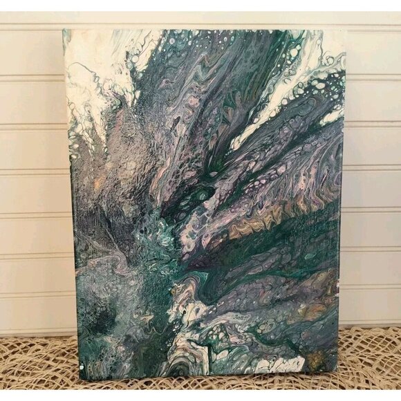 SET/2 Coastal Waves Flow Fluid Art, Hand Painted, Swipe and Spin Abstract, EUC - Picture 10 of 16